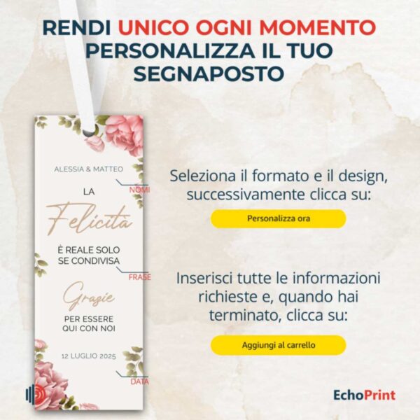 Eleganti segnaposto matrimonio in carta martellata con nastro decorativo.