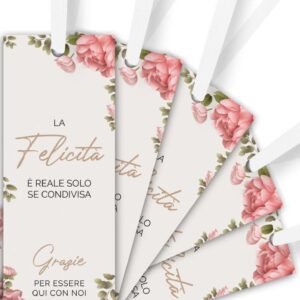 Eleganti segnaposto matrimonio in carta martellata con nastro decorativo.